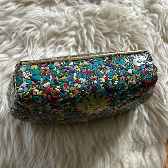 RAMLA Bel Air mosaic multicolor sunflower clutch shoulder evening bag new - Picture 5 of 9